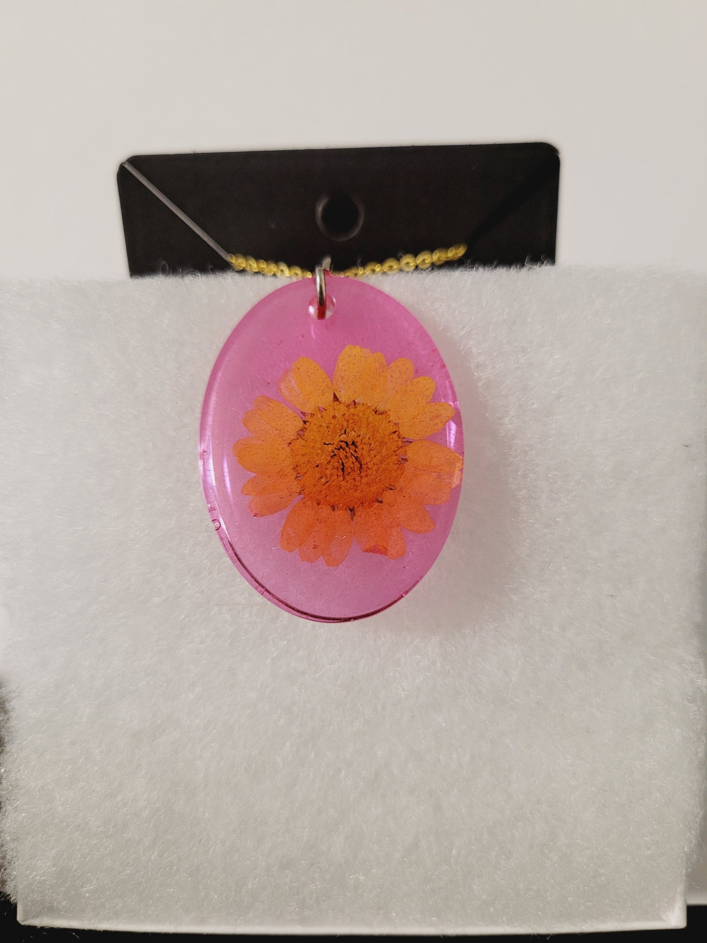 Pink Oval Flower Necklace