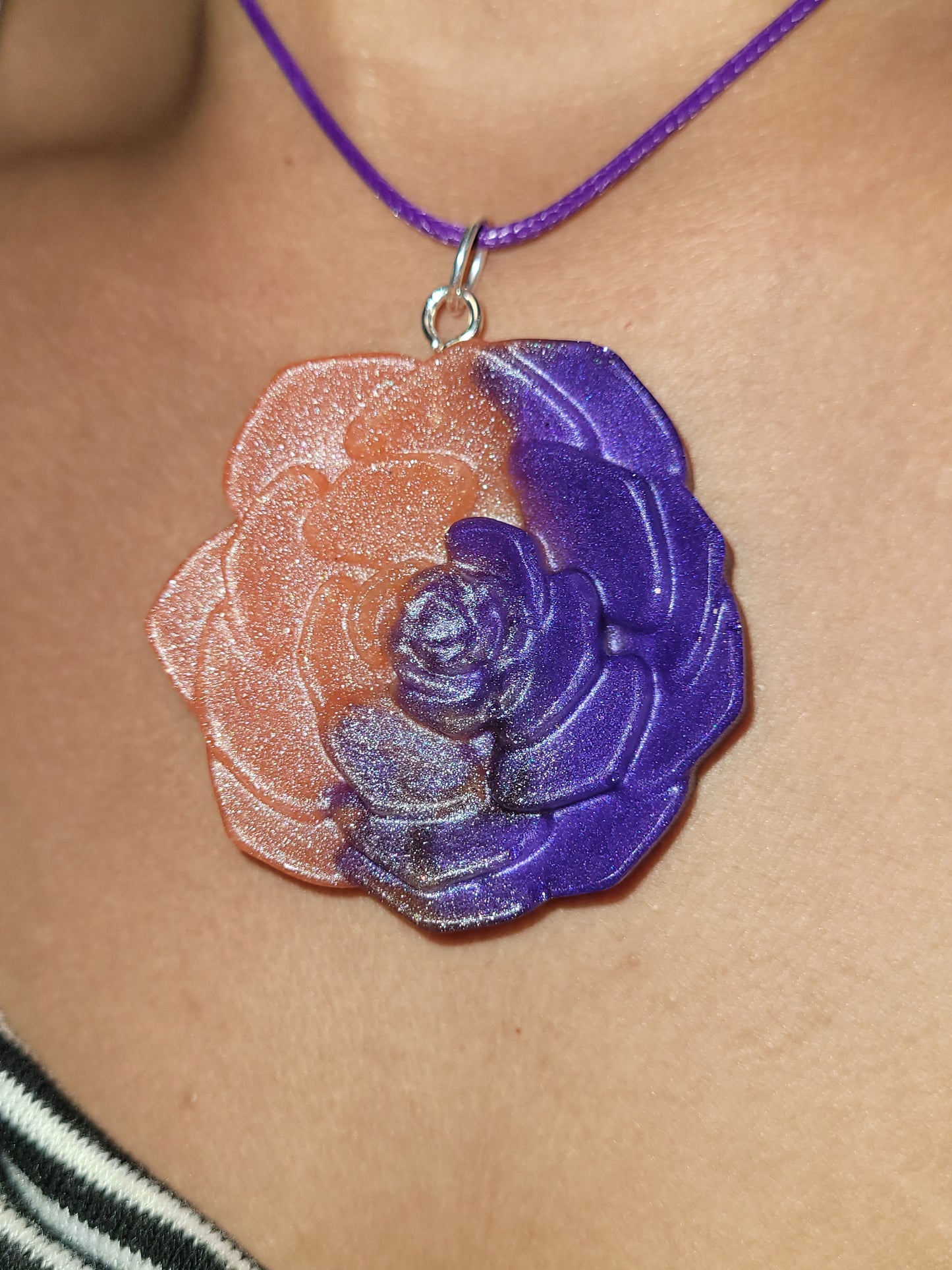 Purple & Pink Rose Necklace