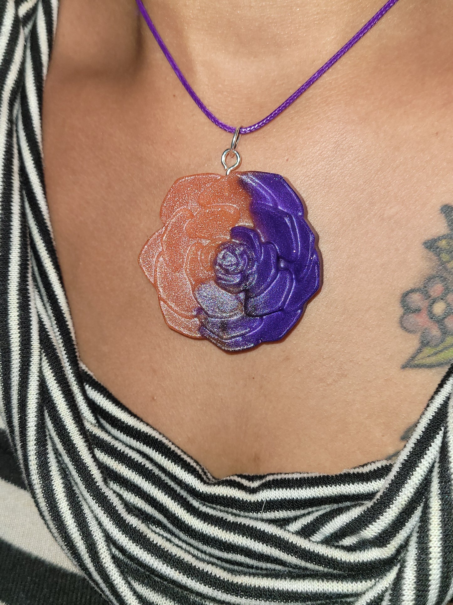 Purple & Pink Rose Necklace