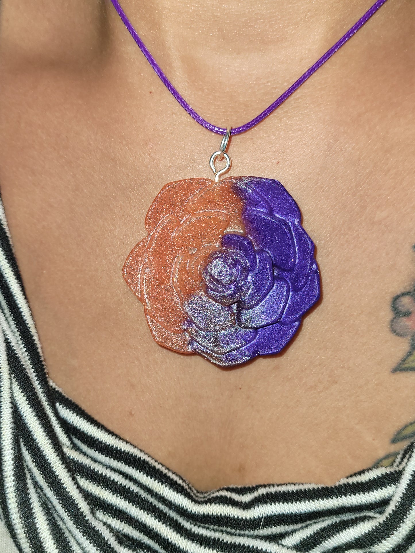 Purple & Pink Rose Necklace