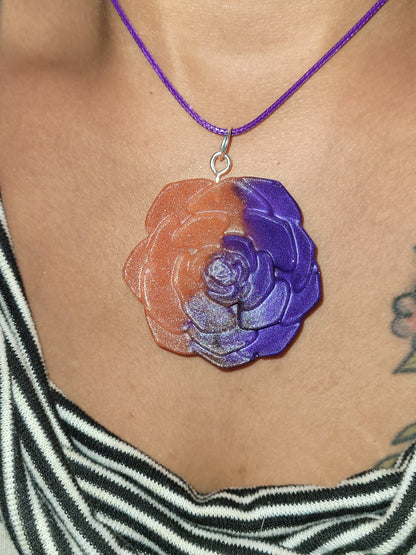 Purple & Pink Rose Necklace