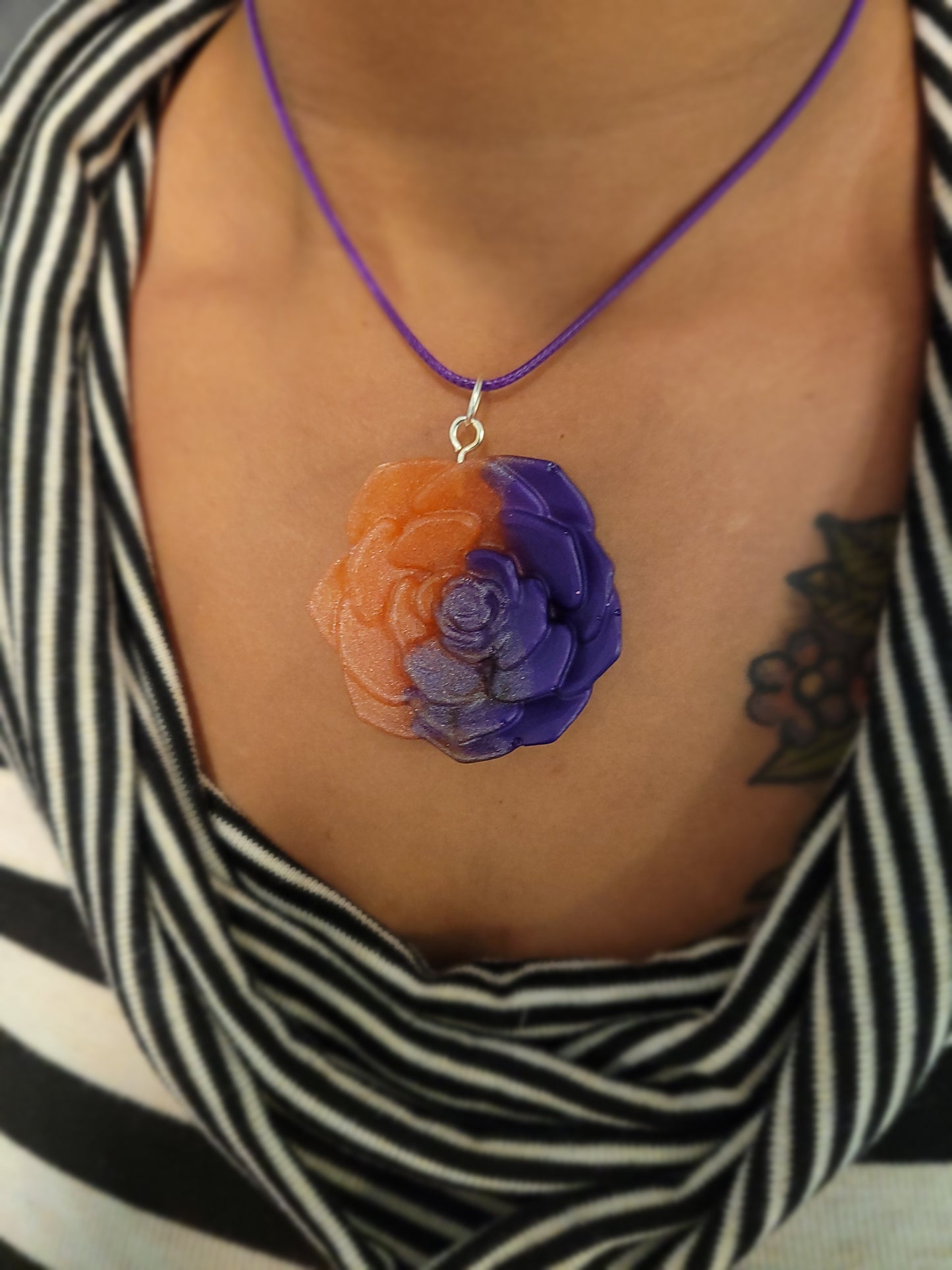 Purple & Pink Rose Necklace