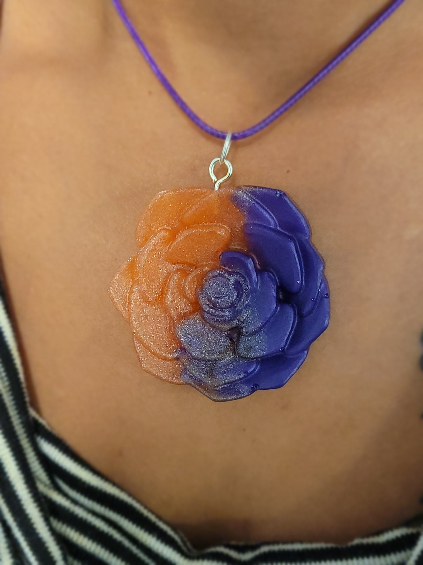 Purple & Pink Rose Necklace