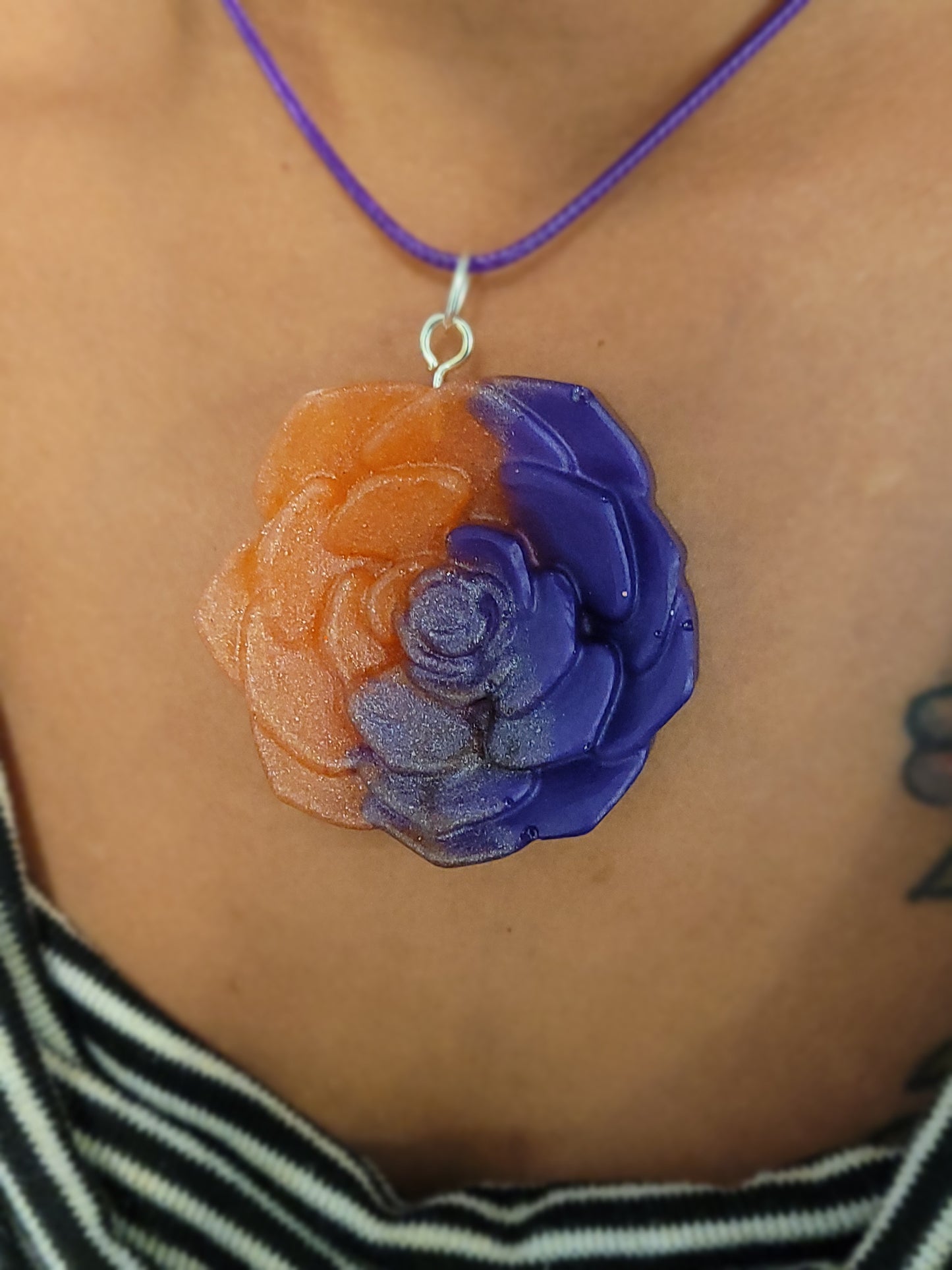 Purple & Pink Rose Necklace