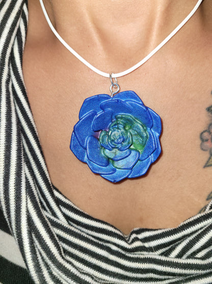 Blue & Green Rose Necklace