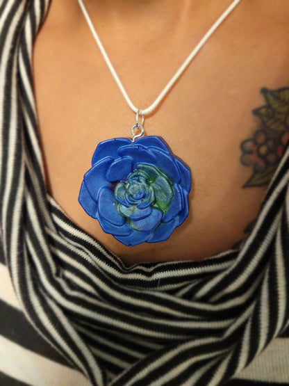 Blue & Green Rose Necklace