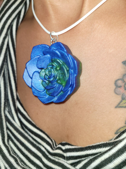 Blue & Green Rose Necklace